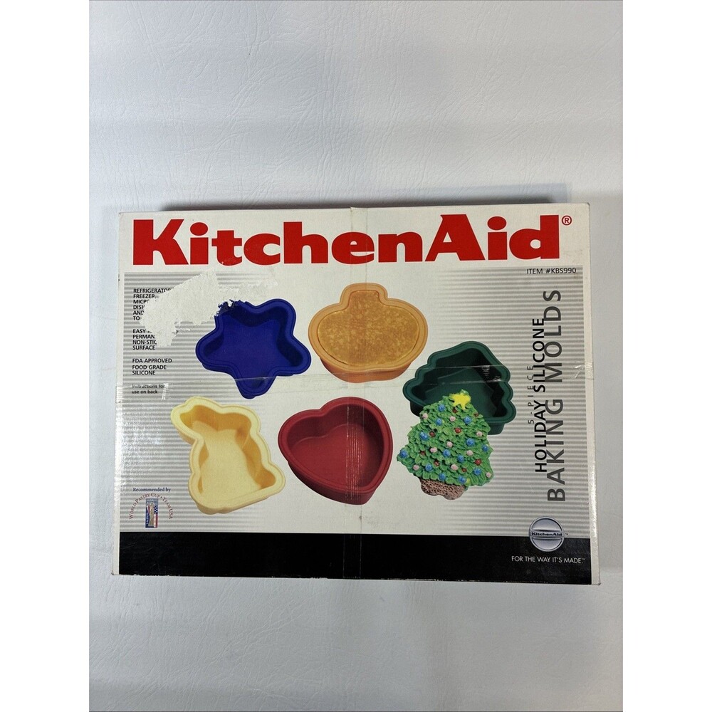 KitchenAid Holiday Silicone Baking Molds Set of 5 Bunny Pumpkin Tree Star Heart